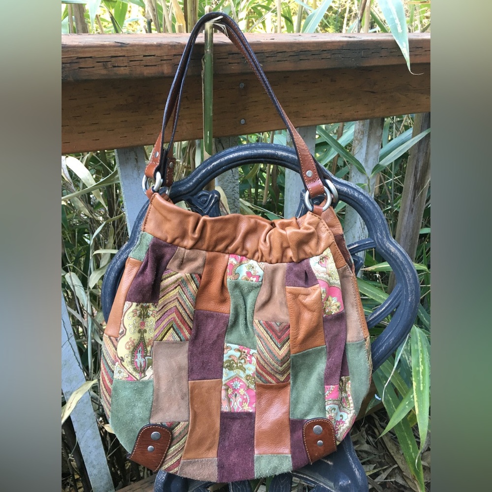 Fossil Leather Suede Tapestry Shoulder